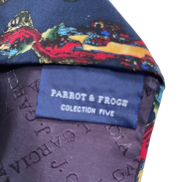 J. Garcia Silk Tie Parrot & Frogs Collection Five Made In USA Automotive Pattern - Picture 5 of 7